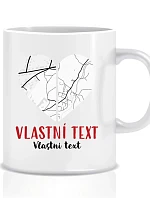 Personalizovaný klasický bílý keramický hrníček 300 ml - Dvě místa, jedno srdce