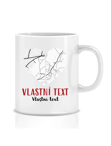 Personalizovaný klasický bílý keramický hrníček 300 ml - Dvě místa, jedno srdce