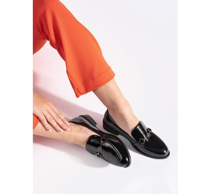 Klasické dámské černé  polobotky bez podpatku