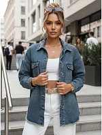Dámská džínová košilová bunda modrá FashionStreet TY5683 Dámská džínová košilová bunda modrá FashionStreet TY5683