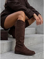 Dámské kovbojské boty s prolamovaným vzorem, hnědé, FashionStreet ZY1467 Dámské kovbojské boty s prolamovaným vzorem, hnědé, FashionStreet ZY1467