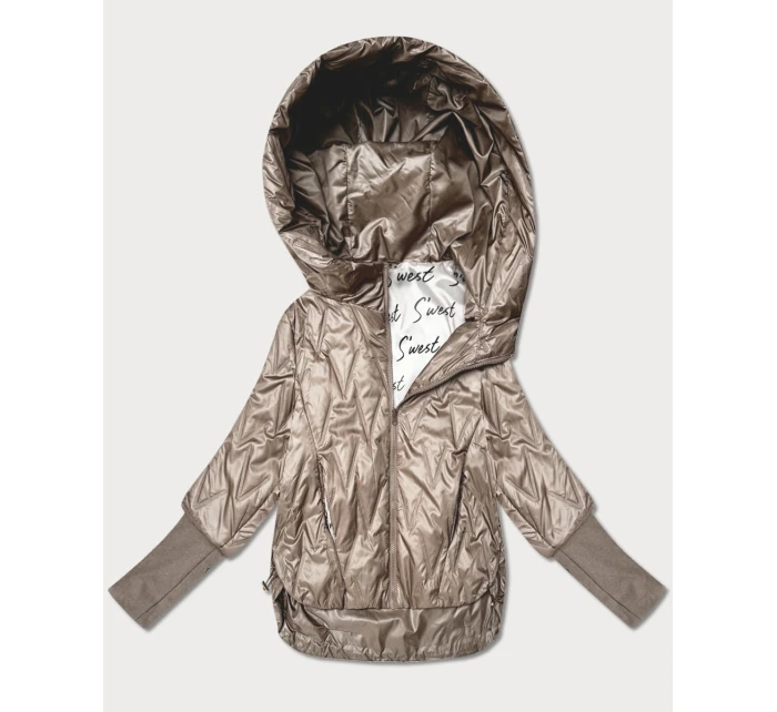 Cienka kurtka damska z dzianinowymi ściągaczami Goodlookin beżowa (B8575-12)