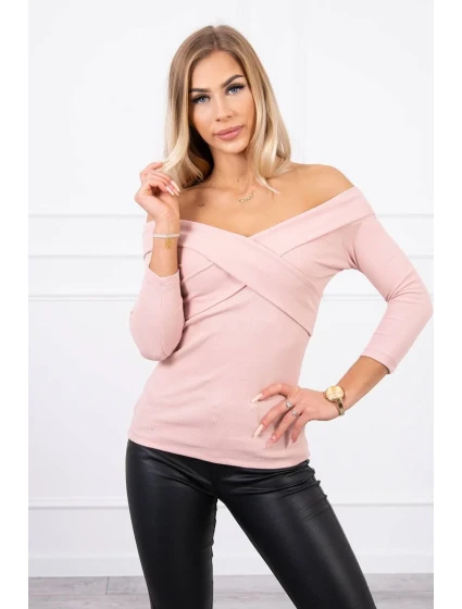 Halenka s výstřihem do V tmavě pudrově růžová Halenka s výstřihem do V tmavě pudrově růžová