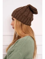 Fleecová čepice mocca model 18750133 - K-Fashion Fleecová čepice mocca model 18750133 - K-Fashion