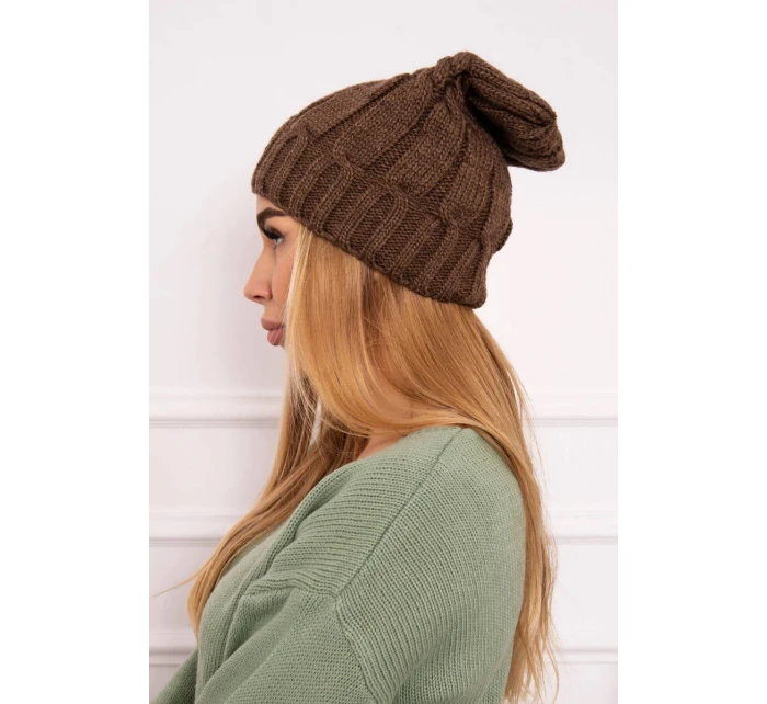 Fleecová čepice mocca model 18750133 - K-Fashion Fleecová čepice mocca model 18750133 - K-Fashion