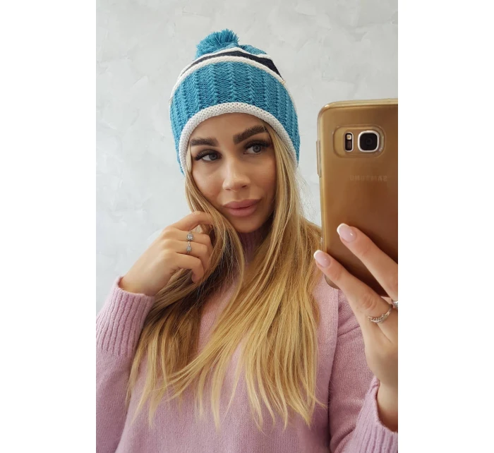 Dámská čepice Kinga K297 tyrkysová+zelená Dámská čepice Kinga K297 tyrkysová+zelená