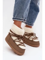 Dámské sněhule s podšívkou na zavazování tmavě béžové model 21757747 - Boto