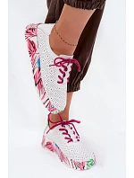 Kožené dámské polobotky s platformou Fuchsiová model 22091777 - EVENTO