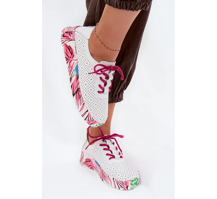 Kožené dámské polobotky s platformou Fuchsiová model 22091777 - EVENTO