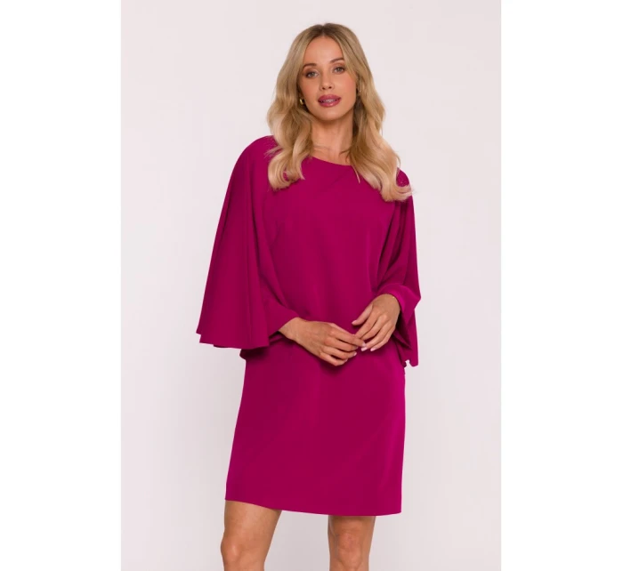 S426 Mini šaty s netopýřími rukávy - švestka S426 Mini šaty s netopýřími rukávy - švestka