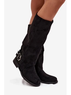 Dámské zateplené kozačky s přezkami Umbria – černé