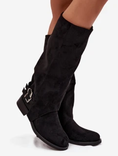 Dámské zateplené kozačky s přezkami Umbria – černé