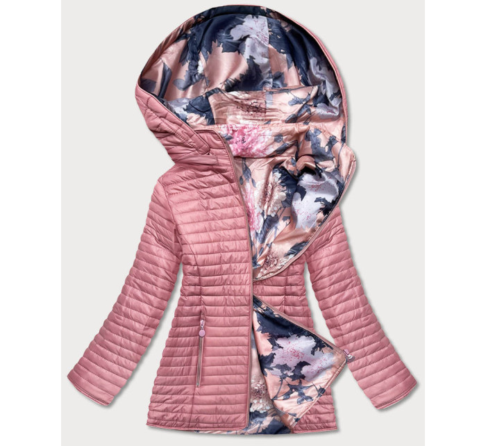 Růžová dámská oboustranná bunda s kapucí model 17099159 - Andrea Lee