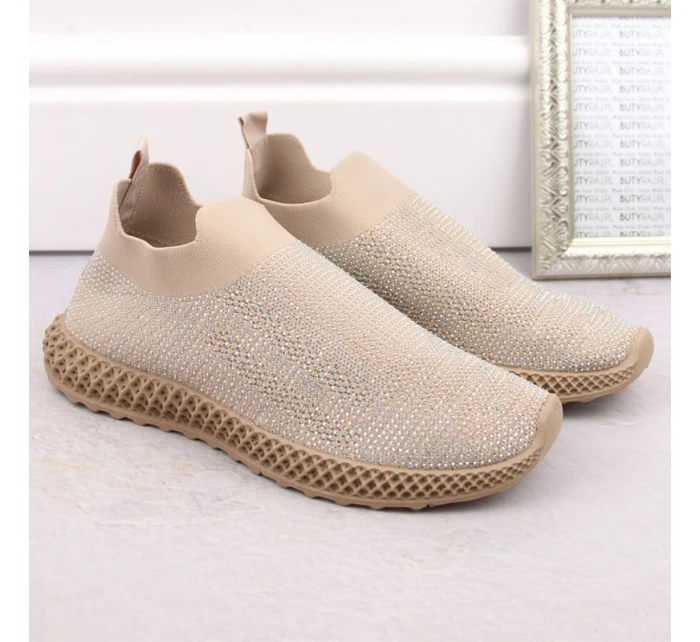 D&A W model 21875116 béžová sportovní nazouvací obuv se zirkony - S.Barski D&A W model 21875116 béžová sportovní nazouvací obuv se zirkony - S.Barski