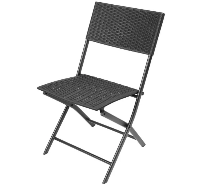 BALKONOVÝ NÁBYTEK SET STŮL 58X58X70CM A 2 ŽIDLE ČERNÁ