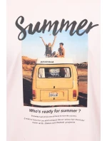 Halenka s potiskem Letní auto pudrově růžové