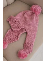 Dámská zimní čepice s vlnou a kšiltem a pompony K475 růžová Dámská zimní čepice s vlnou a kšiltem a pompony K475 růžová