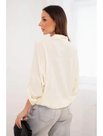 Dámská košile s viskózou, zdobnými knoflíky a límcem žlutá Dámská košile s viskózou, zdobnými knoflíky a límcem žlutá