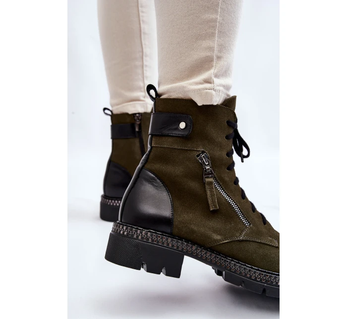 Semišové zateplené boty model 21605472 Zelená - Laura Messi