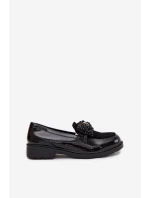 Lakované Dámské Mokasíny S Mašlí S.Barski HY51-319 Černé