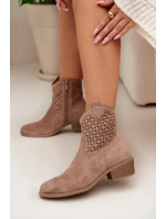 Dámské perforované kotníkové boty na podpatku Béžové Briavine Dámské perforované kotníkové boty na podpatku Béžové Briavine
