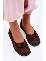 Kožené Semišové Dámské Polobotky model 22101235 Čokoládové - Zazoo