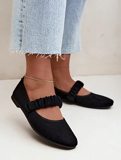 Černé baleríny se zmačknutým páskem Loreya