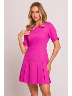 model 20970490 Džínové šaty se záhyby růžové - Moe