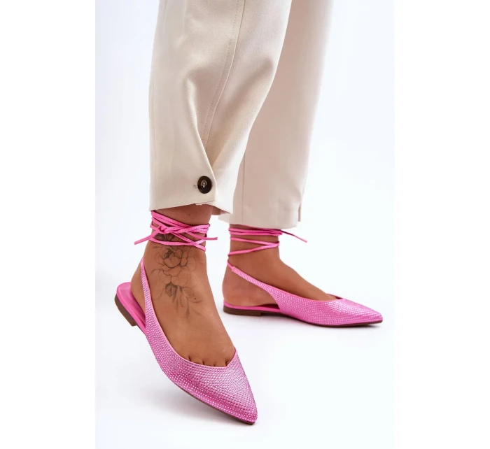 Dámské baleríny s kamínky zdobené růžové Jange