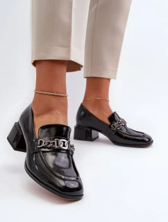 Lakované kožené lodičky, černá S.Barski