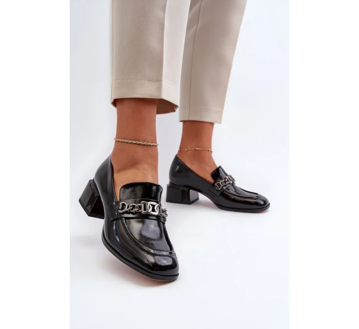 Lakované kožené lodičky, černá S.Barski