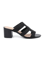 Zajímavé dámské sandály černé na širokém podpatku Zajímavé dámské sandály černé na širokém podpatku