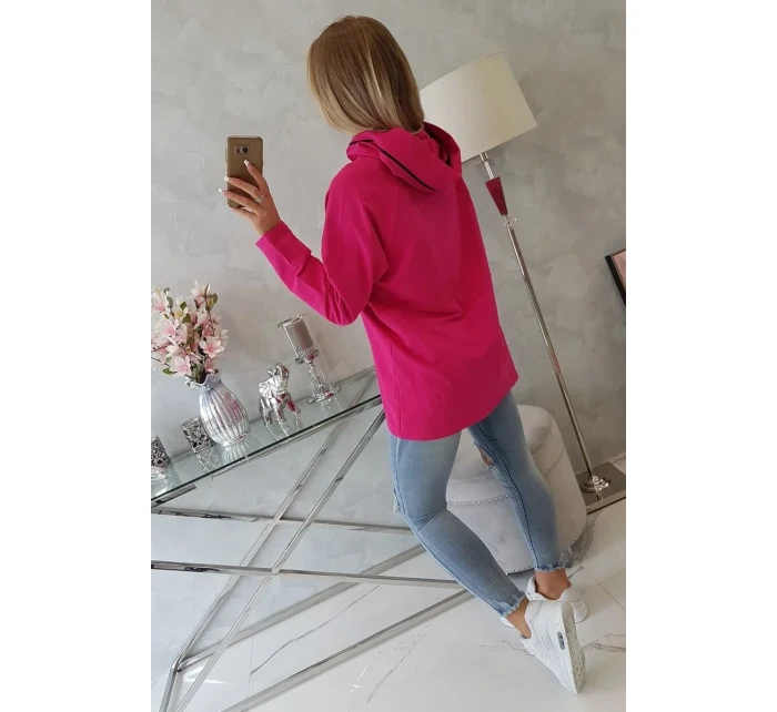 Tunika na zip s kapucí Oversize fuchsiová