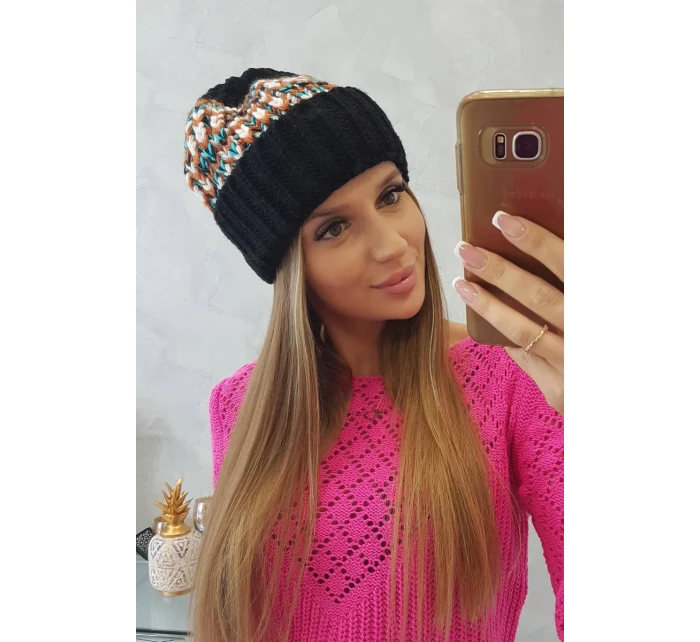 Dámská čepice Iris K348 black+mint