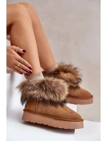 Kožené Sněhule Na Platformě S Kožešinou Camel model 21677869 - Boto