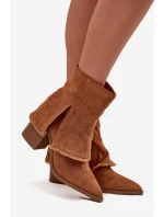 Dámské kotníkové boty na podpatku s otočeným lemem Camel Idalia Dámské kotníkové boty na podpatku s otočeným lemem Camel Idalia