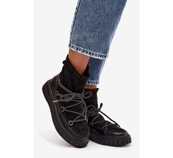Dámské sněhule s šněrováním Černé model 21757757 - Boto Dámské sněhule s šněrováním Černé model 21757757 - Boto
