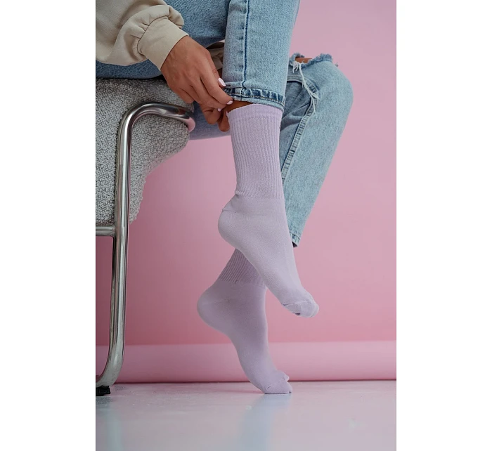 Dámské pruhované pastelové fialové ponožky