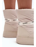 Dámské sněhule s ozdobným šněrováním světle béžová Siracna