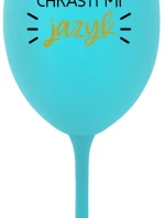 CHRASTÍ MI JAZYK - tyrkysová sklenice na víno 350 ml