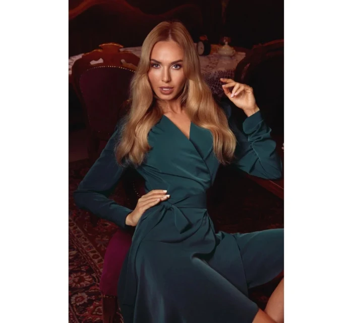 Dámské šaty M487 Tmavě zelená - MOE Dámské šaty M487 Tmavě zelená - MOE