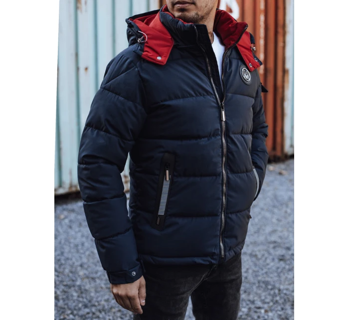 Pánská prošívaná zimní bunda s kapucí tmavě modrá Dstreet TX4929