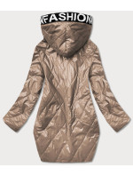 Béžová dámská lesklá bunda (B8015-12)