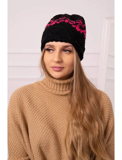 Dámská čepice Kira K374 black+pink