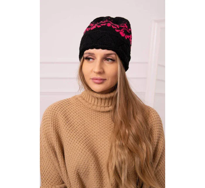 Dámská čepice Kira K374 black+pink