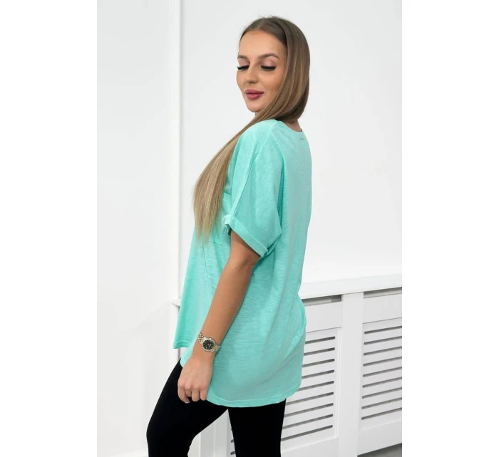 Bavlněná halenka s kapsičkou mint