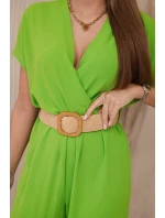 Kombinéza s ozdobným páskem v pase Pistácie Kombinéza s ozdobným páskem v pase Pistácie