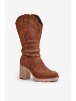 Dámské Kozačky Do  Na Podpatku Zateplené Camel model 21672457 - Boto