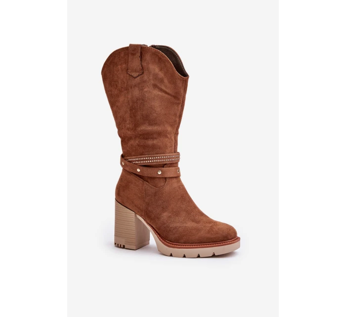 Dámské Kozačky Do  Na Podpatku Zateplené Camel model 21672457 - Boto