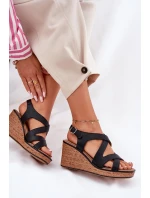 Dámské Sandály Na Klínu Sergio Leone SK223 Černé